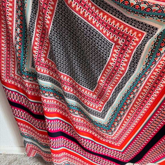 Eliza J Scarf Print‎ Crepe de Chine Maxi Dress Size 20W Halter Red Sleeveless - Picture 6 of 10